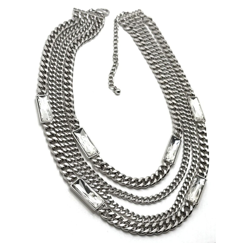 NWOT Lee Angel Neiman Marcus Crystal Multi Strand Station Necklace Statement 20"